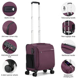 Hanke 16 Inch Underseat Carry On Luggage with Wheels Small Suitcase Softside Luggage Bags, 17.5 Foldable Lightweight Personal Item Travel Bags for Women Men(Purple)