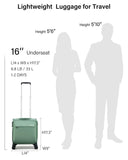 Hanke 16 Inch Underseat Carry On Luggage with Wheels Small Suitcase Softside Luggage Bags for Travel Lightweight Suitcases with Wheels Travel Luggage Personal Item for Men and Women(Forest Green)