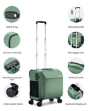 Hanke 16 Inch Underseat Carry On Luggage with Wheels Small Suitcase Softside Luggage Bags for Travel Lightweight Suitcases with Wheels Travel Luggage Personal Item for Men and Women(Forest Green)