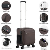Hanke 16 Inch Underseat Carry On Luggage with Wheels Small Suitcase Softside Luggage Bags for Travel Lightweight Suitcases with Wheels Travel Luggage Personal Item for Men and Women.(Coffee)