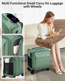 Hanke 16 Inch Underseat Carry On Luggage with Wheels Small Suitcase Softside Luggage Bags for Travel Lightweight Suitcases with Wheels Travel Luggage Personal Item for Men and Women(Forest Green)