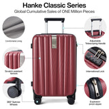 Hanke 20 Inch Carry On Luggage 22x14x9 Airline Approved Lightweight PC Hard Shell Suitcases with Wheels Travel Luggage Rolling Suitcase Travel Luggage Bag Christmas Gifts for Birthday （Burgundy）