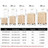Hanke 20 Inch Carry On Luggage 22x14x9 Airline Approved PC Hard Shell Suitcases with Wheels TSA Luggage for Women Men Lightweight Travel Luggage(Cuba Sand)
