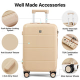 Hanke 20 Inch Carry On Luggage 22x14x9 Airline Approved PC Hard Shell Suitcases with Wheels TSA Luggage for Women Men Lightweight Travel Luggage(Cuba Sand)