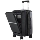Hanke 20 Inch Carry On Luggage Airline Approved Hard Shell Suitcases with Wheels & Front Pocket Travel Luggage Lightweight Carry On Suitcase for Travel Rolling Luggage(Black)