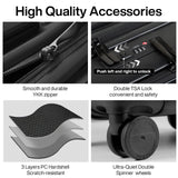 Hanke 20 Inch Carry On Luggage Airline Approved Hard Shell Suitcases with Wheels & Front Pocket Travel Luggage Lightweight Carry On Suitcase for Travel Rolling Luggage(Black)
