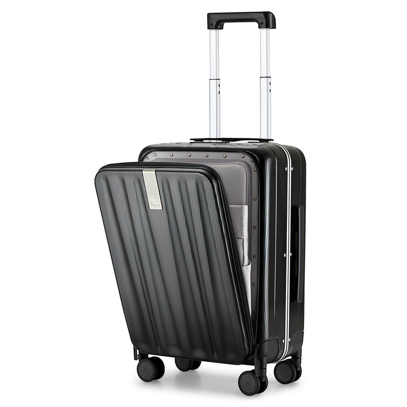 Hanke 20 Inch Carry On Luggage Hard Shell Suitcases with Wheels Luggage Suitcase Travel Luggage for Women Men Rolling Luggage Bags for Business Trip Weekender - Black