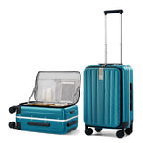 Hanke 20 Inch Carry On Luggage Hard Shell Top Opening Aluminum Frame Hardside Suitcase with Spinner Wheels, Durable Rolling Luggage for Men & Women Travel, Christmas & Birthday Gifts, Caribbean Blue