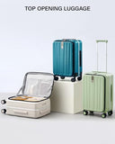 Hanke 20 Inch Carry On Luggage Hard Shell Top Opening Aluminum Frame Hardside Suitcase with Spinner Wheels, Durable Rolling Luggage for Men & Women Travel, Christmas & Birthday Gifts, Caribbean Blue