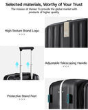 Hanke 20 Inch Carry - On Luggage PC Hard Shell Suitcases for Travel Front Opening Aluminum Frame Travel Luggage Rolling Suitcase with Wheels for Women Man Gifts.(Jet Black)
