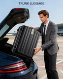 Hanke 20 Inch Carry - On Luggage PC Hard Shell Suitcases for Travel Front Opening Aluminum Frame Travel Luggage Rolling Suitcase with Wheels for Women Man Gifts.(Jet Black)