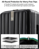 Hanke 20 Inch Carry - On Luggage PC Hard Shell Suitcases for Travel Front Opening Aluminum Frame Travel Luggage Rolling Suitcase with Wheels for Women Man Gifts.(Jet Black)