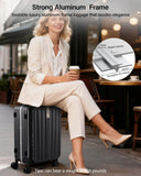 Hanke 20 Inch Carry - On Luggage PC Hard Shell Suitcases for Travel Front Opening Aluminum Frame Travel Luggage Rolling Suitcase with Wheels for Women Man Gifts.(Jet Black)
