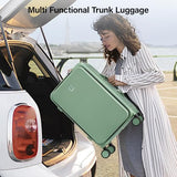Hanke 20 Inch Carry On Luggage with Cup Holder and Charge,Top Opening Hard Shell Suitcases with Wheels and Dividers,Aluminum Frame Trunk Luggage Small Suitcase with Lock for Travel,Forest Green