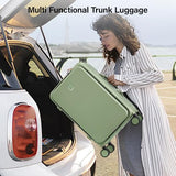 Hanke 20 Inch Carry On Luggage with Cup Holder and Charge,Top Opening Hard Shell Suitcases with Wheels and Dividers,Aluminum Frame Trunk Luggage Small Suitcase with Lock for Travel,Bamboo Green