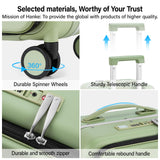 Hanke 20 Inch Carry On Luggage with Cup Holder and Charge,Top Opening Hard Shell Suitcases with Wheels and Dividers,Aluminum Frame Trunk Luggage Small Suitcase with Lock for Travel,Bamboo Green