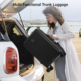 Hanke 20 Inch Carry On Luggage with Cup Holder and Charge,Top Opening Hard Shell Suitcases with Wheels and Dividers,Aluminum Frame Trunk Luggage Small Suitcase with Lock for Travel,Jet Black