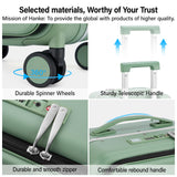 Hanke 20 Inch Carry On Luggage with Cup Holder and Charge,Top Opening Hard Shell Suitcases with Wheels and Dividers,Aluminum Frame Trunk Luggage Small Suitcase with Lock for Travel,Forest Green