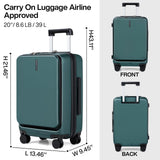 Hanke 20 Inch Carry On Luggage with Wheels, Hard Shell Suitcases TSA Approved Travel Luggage Carry - On Hard Case Luggage(Blackish Green)