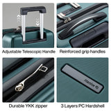 Hanke 20 Inch Carry On Luggage with Wheels, Hard Shell Suitcases TSA Approved Travel Luggage Carry - On Hard Case Luggage(Blackish Green)