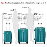 Hanke 20 Inch Carry On Luggage with Wheels PC Hard Shell Suitcase Top Opening Aluminum Frame Suitcases and Hanging Travel Toiletry Bag for Women with Jewelry Organizer Compartment, Travel Essentials