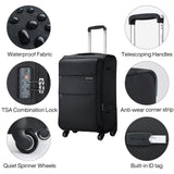 Hanke 20 Inch Expandable Carry On Luggage 22x14x9 Airline Approved Softside Suitcases with Wheels Lightweight Travel Luggage Rolling Suitcase with Lock for Men and Women.(Dark Gray)