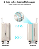 Hanke 20 Inch Expandable Carry On Luggage Airline Approved Top Opening Hard Shell Suitcases with Wheels Lightweight Travel Luggage Carry On Suitcase for Woman Men - Ivory White