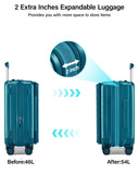 Hanke 20 Inch Expandable Carry On Luggage Airline Approved Top Opening Hard Shell Suitcases with Wheels Lightweight Travel Luggage Carry On Suitcase for Woman Men - Caribbean Blue