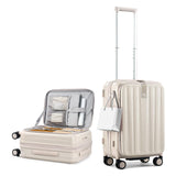 Hanke 20 Inch Expandable Carry On Luggage Airline Approved Top Opening Hard Shell Suitcases with Wheels Lightweight Travel Luggage Carry On Suitcase for Woman Men-Ivory White