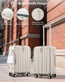 Hanke 20 Inch Expandable Carry On Luggage Airline Approved Top Opening Hard Shell Suitcases with Wheels Lightweight Travel Luggage Carry On Suitcase for Woman Men - Ivory White