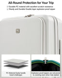 Hanke 20 Inch Expandable Carry On Luggage Airline Approved Top Opening Travel Luggage Rolling Suitcase with Cup Holder Hard Shell Suitcases with Wheels (Smoke White)