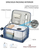 Hanke 20 Inch Expandable Carry On Luggage with Cup Holder 22x14x9 Airline Approved, Top Opening Hard Shell Suitcases with Wheels, Carry-On Travel Suitcase Trunk Luggage with Lock, Interstellar Blue