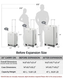 Hanke 20 Inch Expandable Carry On Luggage with Cup Holder 22x14x9 Airline Approved, Top Opening Hard Shell Suitcases with Wheels, Carry - On Travel Suitcase Trunk Luggage with Lock, Forest Green