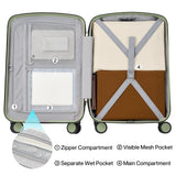 Hanke 20 Inch Hard Shell Suitcases with Spinner Wheels, Lightweight Carry On Luggage 22x14x9 Airline Approved Built - in TSA Lock, Durable Suitcase Rolling Luggage Carry - On Bag(Bamboo Green)