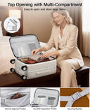 Hanke 24 Inch Checked Luggage PC Hard Case Luggage Top Opening Aluminum Frame Travel Luggage Suitcases with Wheels for Woman Men.(Ivory white)