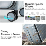 Hanke 24 Inch Checked Luggage with Spinner Wheels PC Hard Shell Suitcases Top Open Aluminum Frame Travel Luggage Rolling Suitcase for Woman Men.(Grey)