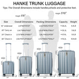 Hanke 24 Inch Checked Luggage with Spinner Wheels PC Hard Shell Suitcases Top Open Aluminum Frame Travel Luggage Rolling Suitcase for Woman Men.(Grey)