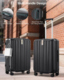 Hanke 24 Inch Expandable Luggage Top Opening Checked Bag Luggage Hard Shell Suitcases with Wheels Lightweight Travel Luggage Medium Suitcase with Lock for Woman Men - Jet Black