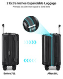 Hanke 24 Inch Expandable Luggage Top Opening Checked Bag Luggage Hard Shell Suitcases with Wheels Lightweight Travel Luggage Medium Suitcase with Lock for Woman Men - Jet Black