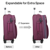 Hanke 24 Inch Luggage Expandable Softside Checked Suitcases with Spinner Wheels, Upright Rolling Luggage Suitcases Travel TSA Luggage Bag for Women Men(Purple)