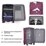 Hanke 24 Inch Luggage Expandable Softside Checked Suitcases with Spinner Wheels, Upright Rolling Luggage Suitcases Travel TSA Luggage Bag for Women Men(Purple)