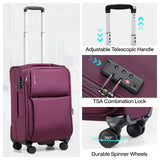 Hanke 24 Inch Luggage Expandable Softside Checked Suitcases with Spinner Wheels, Upright Rolling Luggage Suitcases Travel TSA Luggage Bag for Women Men(Purple)