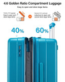 Hanke 24 Inch Plus Expandable Luggage Large Suitcases with Wheels, Medium Checked Luggage Hard Shell Suitcases, PC Trunk Luggage Extra Large Suitcase with Lock for Women Men(Caribbean Blue)