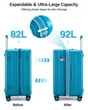 Hanke 24 Inch Plus Expandable Luggage Large Suitcases with Wheels, Medium Checked Luggage Hard Shell Suitcases, PC Trunk Luggage Extra Large Suitcase with Lock for Women Men(Caribbean Blue)