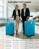 Hanke 24 Inch Plus Expandable Luggage Large Suitcases with Wheels, Medium Checked Luggage Hard Shell Suitcases, PC Trunk Luggage Extra Large Suitcase with Lock for Women Men(Caribbean Blue)