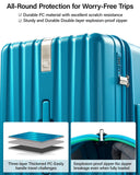 Hanke 24 Inch Plus Expandable Luggage Large Suitcases with Wheels, Medium Checked Luggage Hard Shell Suitcases, PC Trunk Luggage Extra Large Suitcase with Lock for Women Men(Caribbean Blue)
