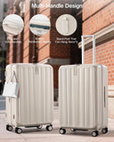 Hanke 26 Inch Expandable Luggage Top Opening Checked Bag Luggage Hard Shell Suitcases with Wheels Lightweight Travel Luggage Heavy Duty Luggage Suitcase with Lock for Woman Men - Ivory White