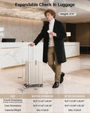 Hanke 26 Inch Expandable Luggage Top Opening Checked Bag Luggage Hard Shell Suitcases with Wheels Lightweight Travel Luggage Heavy Duty Luggage Suitcase with Lock for Woman Men - Ivory White