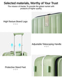 Hanke 26 Inch Large checked Luggage PC Hard Shell luggage Top Opening Aluminum Frame Travel Luggage Suitcases with Wheels for Woman Men.(Bamboo Green)