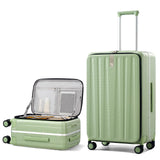 Hanke 26 Inch Large checked Luggage PC Hard Shell luggage Top Opening Aluminum Frame Travel Luggage Suitcases with Wheels for Woman Men.(Bamboo Green)